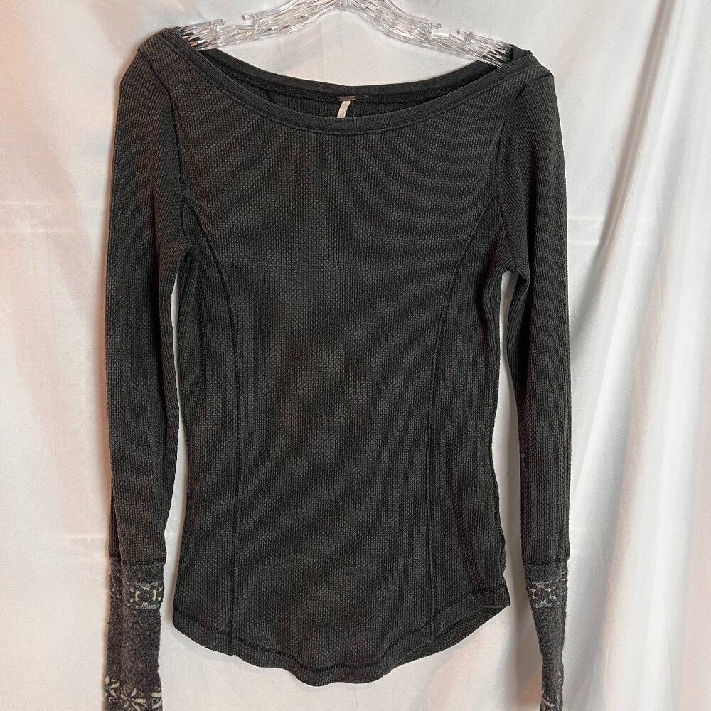 Women's Grey Thermal We the Free Long embellished sleeves Size M